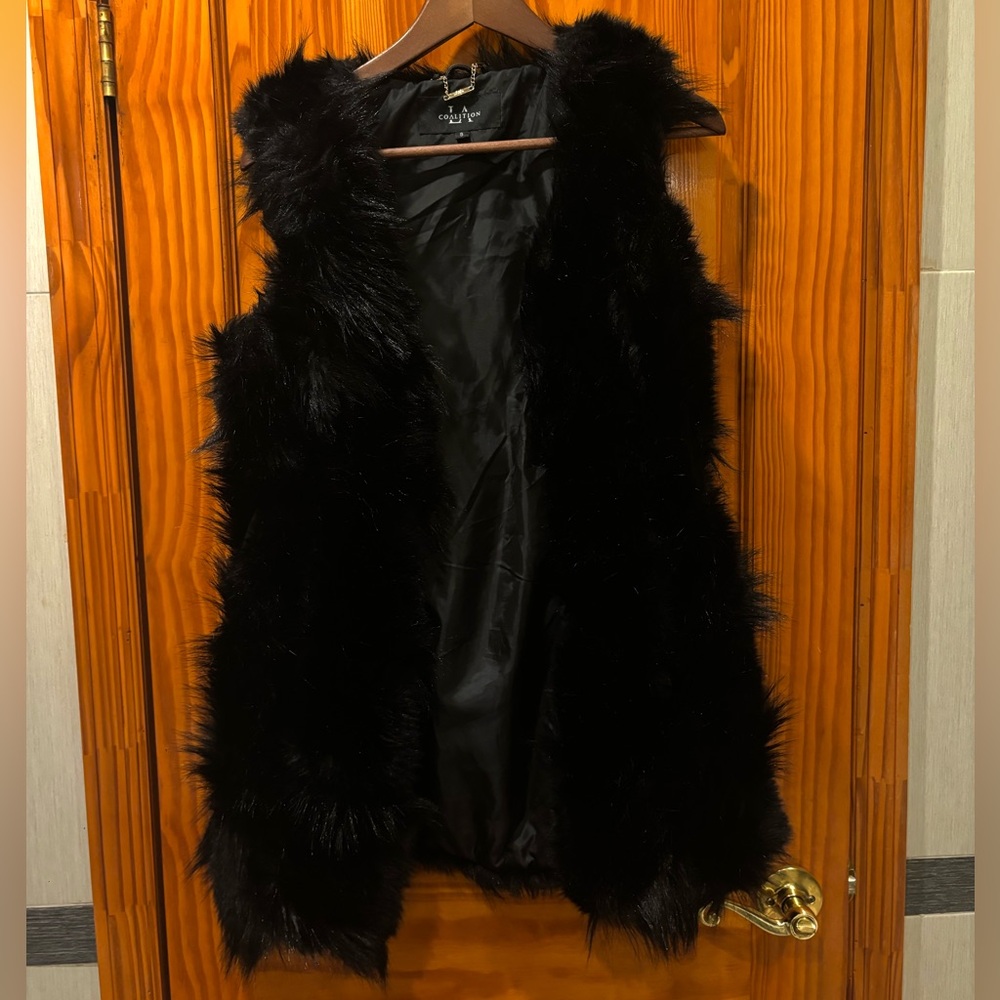 Chico's Black Faux Fur Vest